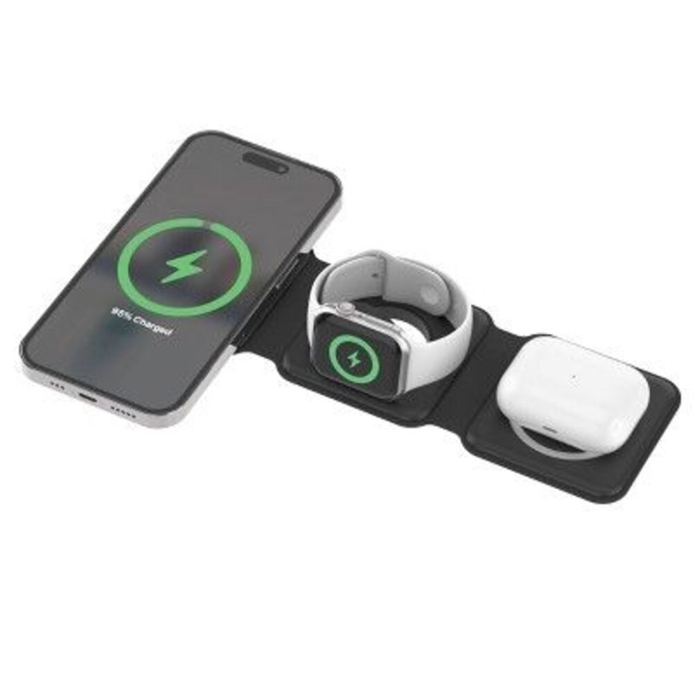 Just Wireless -  3-in-1 Portable Magnetic Wireless Ch Black